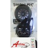 PAR RODAS STOCK PRETA PNEUS ESPUMA MÉDIO LARGURA 25mm CUBO SEXTAVADO 12mm SINTEC SF201